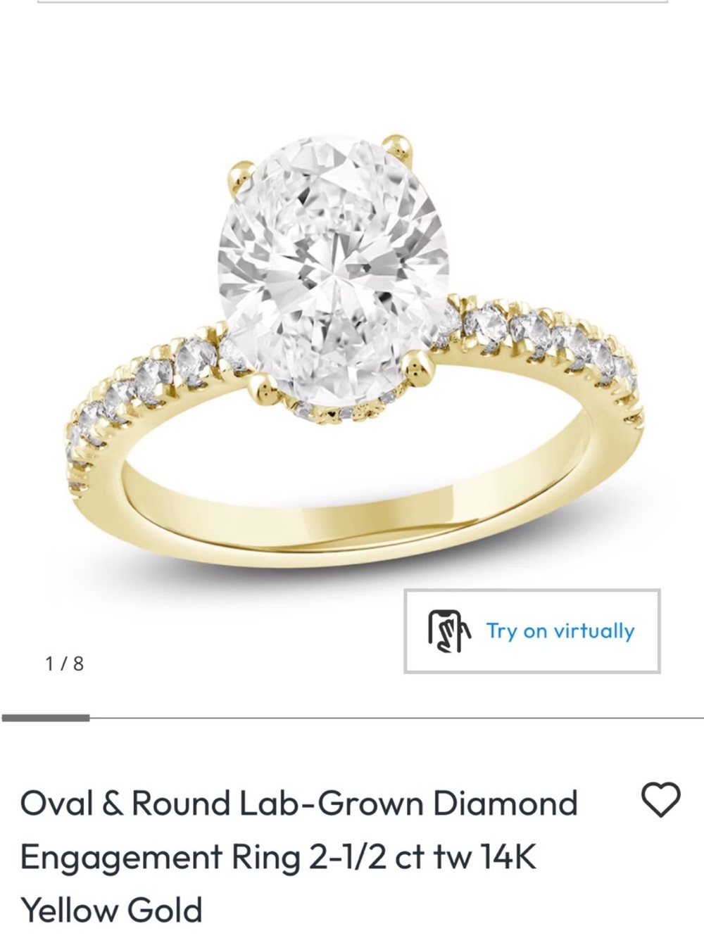2.50ct lab diamond Solitaire Diamond Ring in Yellow Gold with Pave Band - Picture 5 of 6